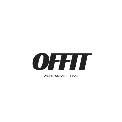Black 'OFFIT' logo with tagline 'WORK.MOVE.THRIVE' on a white background